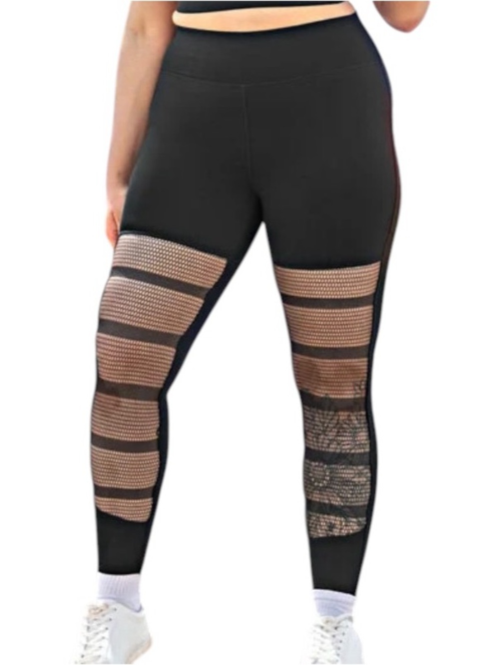 POP Fit Black Mesh Paneled Leggings size 4x